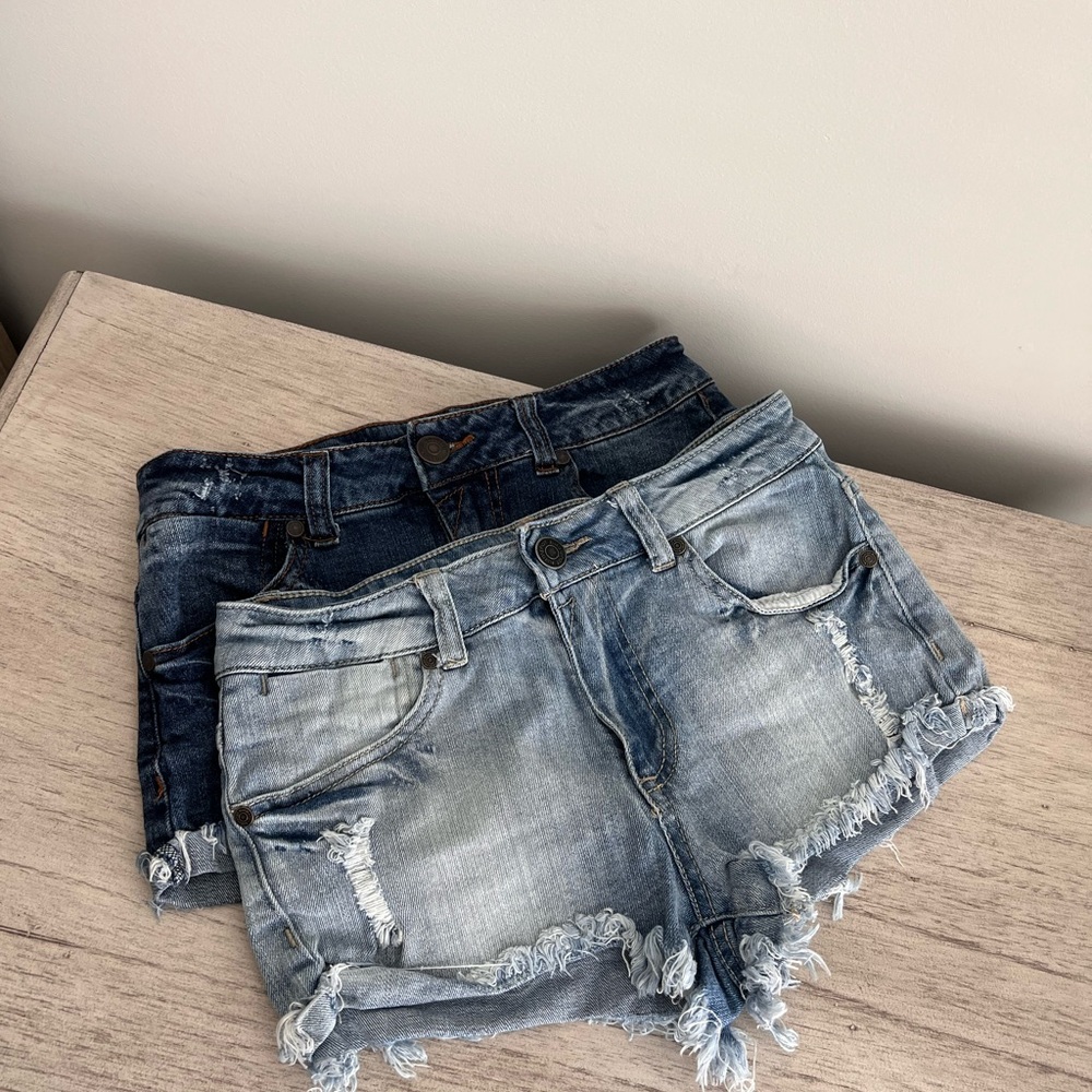 Denim Distressed Shorts - Set of two